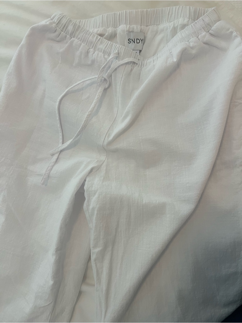 SNDYS x Revolve Women’s White Drawstring Linen Pants - Picture 4 of 4